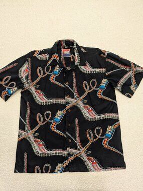 Vintage Da Vinci Roller Coaster Graphic Shirt Mens Large Novelty Button Up